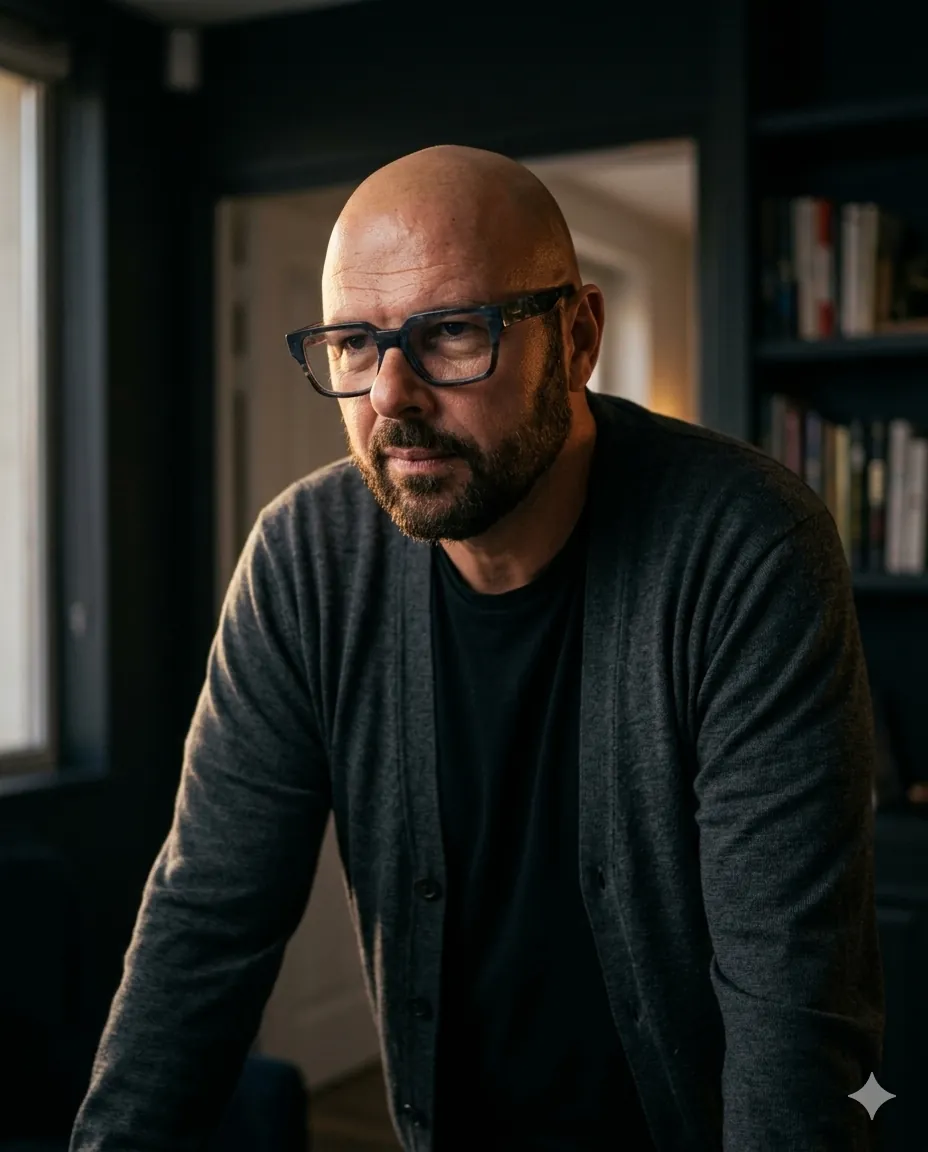 Damien Silvert à son bureau, à l'écoute